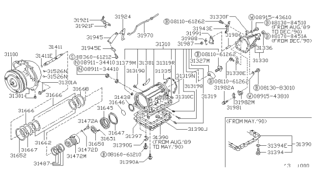 1990 Nissan Pathfinder Plate-BAFFLE Diagram for 31327-41X00