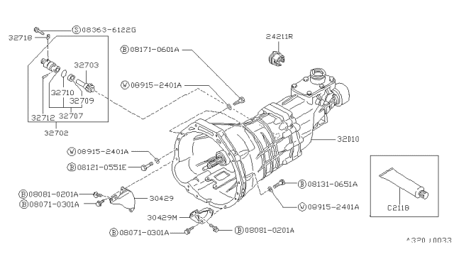 1989 Nissan Pathfinder Manual Transmission, Transaxle & Fitting Diagram 2