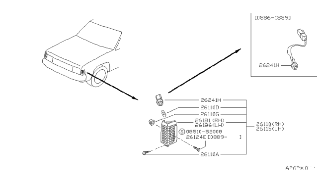 1995 Nissan Pathfinder Lamp Assembly-Side Combination,RH Diagram for B6110-41G02