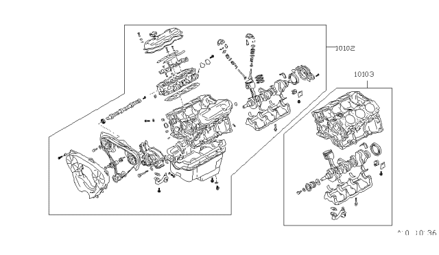 1995 Nissan Pathfinder Engine Bare Diagram for 10102-75PC0
