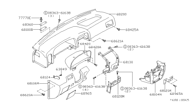1994 Nissan Pathfinder Instrument Panel,Pad & Cluster Lid Diagram 1