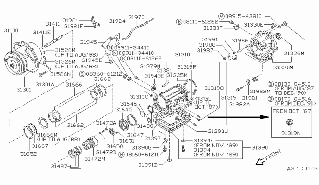 1992 Nissan Pathfinder Torque Converter,Housing & Case Diagram 1