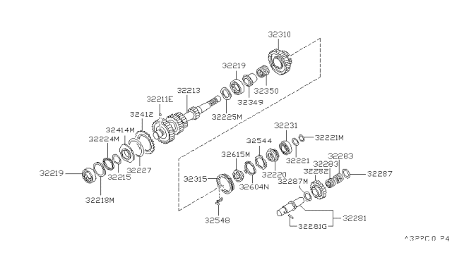 1990 Nissan Pathfinder Gear-Counter Diagram for 32212-15G00