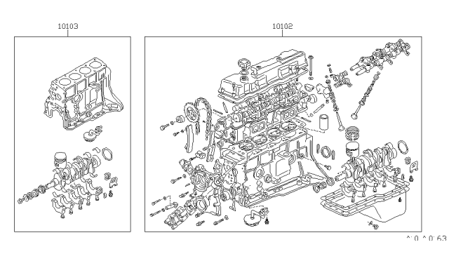 1993 Nissan Pathfinder Engine Assy-Bare Diagram for 10102-83GC0