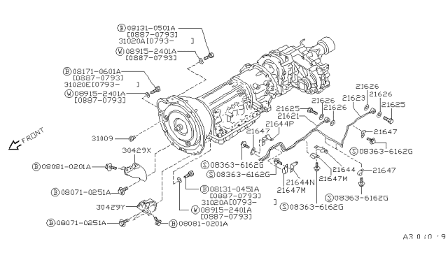 1992 Nissan Pathfinder Auto Transmission,Transaxle & Fitting Diagram 2