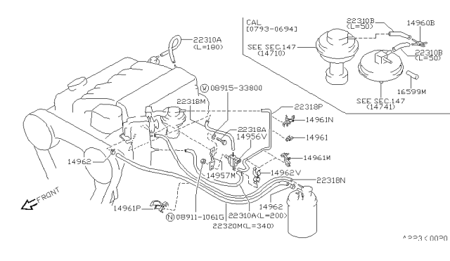 1992 Nissan Pathfinder Engine Control Vacuum Piping Diagram 1