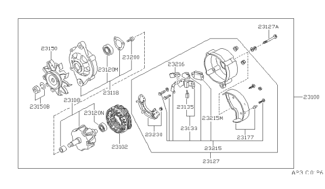 1989 Nissan Pathfinder Cover Diagram for 23177-84W00