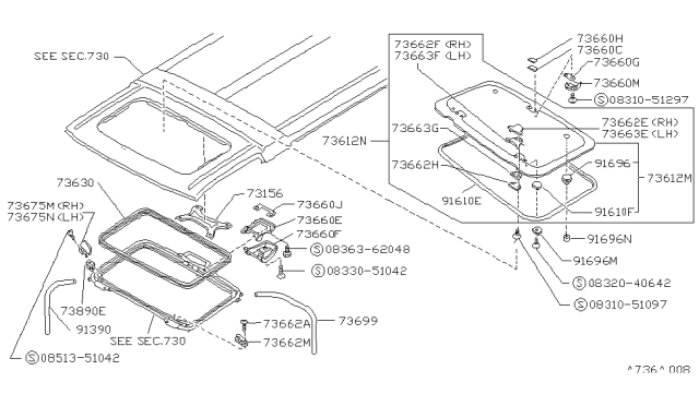 1989 Nissan Pathfinder Sun Roof Parts Diagram