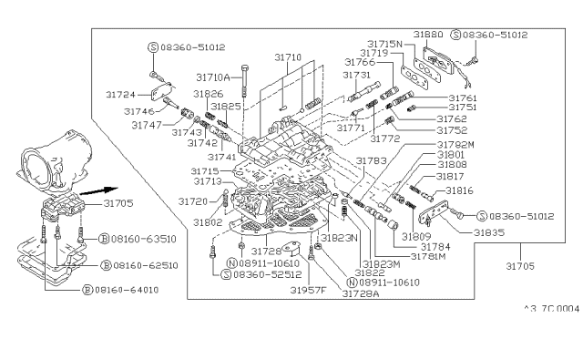 1988 Nissan Pathfinder Valve ORIFICE Check Diagram for 31823-X8613