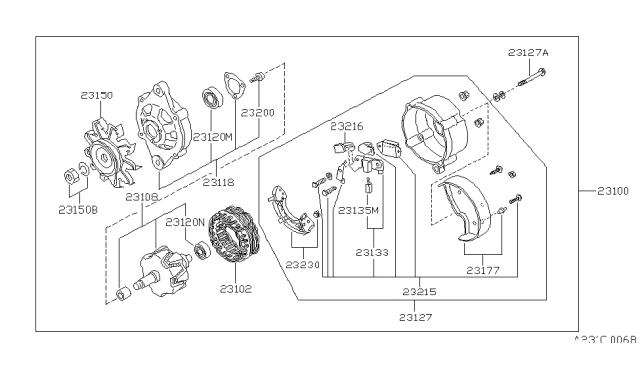1995 Nissan Pathfinder Rotor Assembly Diagram for 23108-0S200