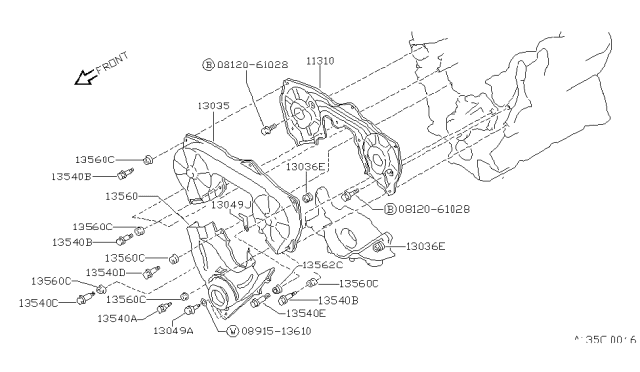 1994 Nissan Pathfinder Front Cover,Vacuum Pump & Fitting - Diagram 1