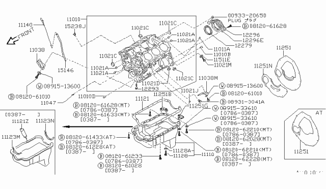 1989 Nissan Pathfinder Cylinder Block & Oil Pan Diagram 2