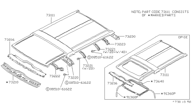 1992 Nissan Pathfinder Roof Panel & Fitting Diagram 2