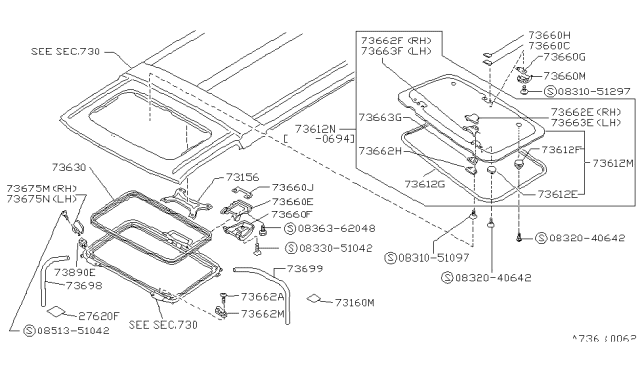 1992 Nissan Pathfinder Sun Roof Parts Diagram 2
