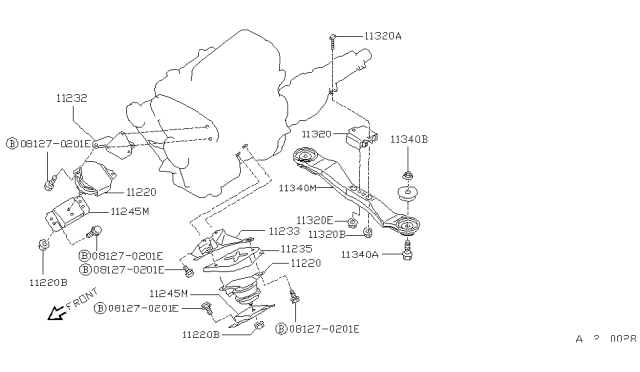 1993 Nissan Pathfinder Engine & Transmission Mounting Diagram 1