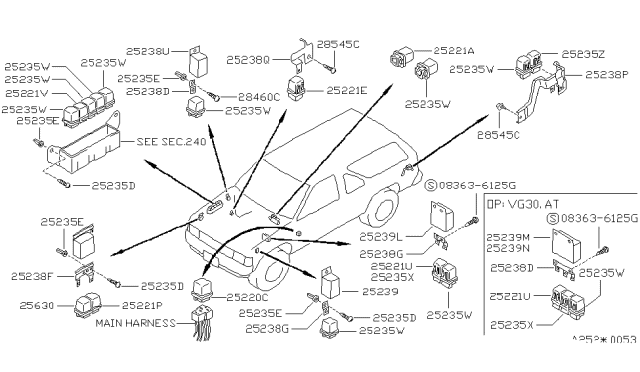 1993 Nissan Pathfinder Relay-1M Diagram for 25230-14V00