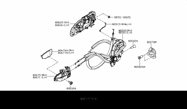 2019 Nissan NV Front Door Outside Handle Assembly, Right Diagram for 80606-3LM0B