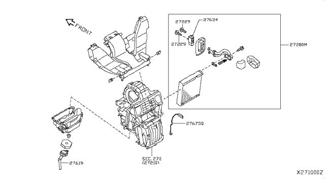 2015 Nissan NV EVAPOLATOR Assembly-Front Diagram for 27280-3LM0A
