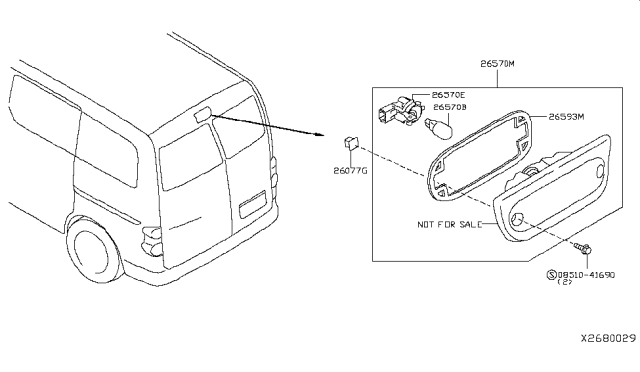 2019 Nissan NV High Mounting Stop Lamp Socket Assembly Diagram for 26260-3LM0A