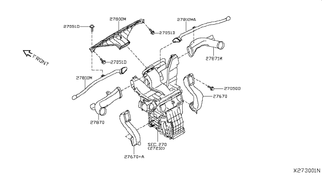 2018 Nissan NV Nozzle-Side Defroster Driver Diagram for 27811-3LM0A