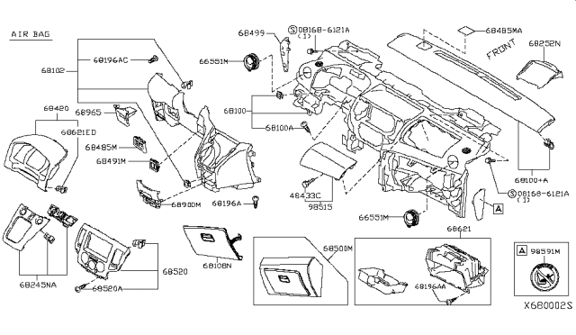 2015 Nissan NV Instrument Panel,Pad & Cluster Lid Diagram 3