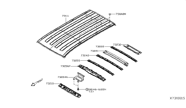 2014 Nissan NV Rail Front Roof Diagram for G3211-3LMMC