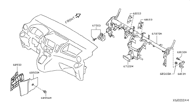 2014 Nissan NV Instrument Panel,Pad & Cluster Lid Diagram 1