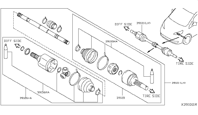 2016 Nissan NV Repair Kit Slide Joint Inner 2.0L (CVT) Diagram for C9711-3LM0A