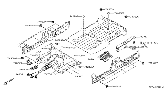 2019 Nissan NV Heat Insulator-Trunk Floor Diagram for 74772-3LM0C