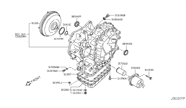 2013 Nissan NV Torque Converter,Housing & Case Diagram