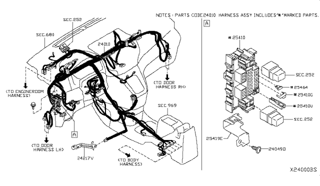 2015 Nissan NV Harness-Main Diagram for 24010-3LM1D