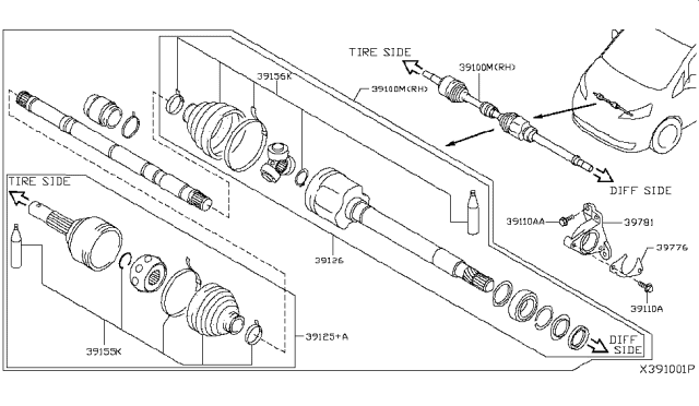2015 Nissan NV Joint Assembly Outer Diagram for C9771-3LM0A
