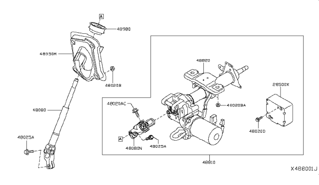 2018 Nissan NV Joint-Steering Lower Diagram for 48080-3LM0B