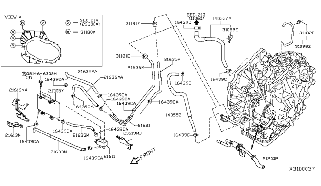 2014 Nissan NV Bracket-Oil Cooler Diagram for 21613-3LM5A