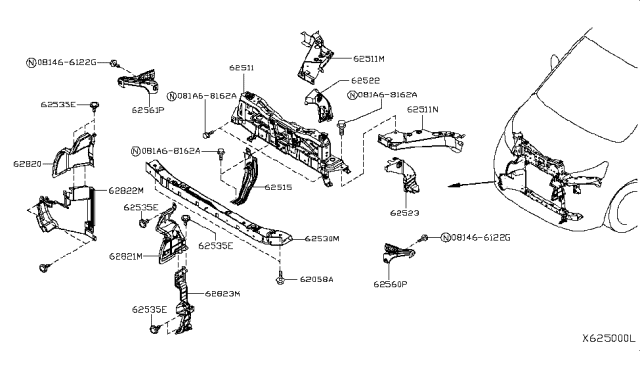 2015 Nissan NV Support-Radiator Core Upper,RH Diagram for F2512-3LMMA