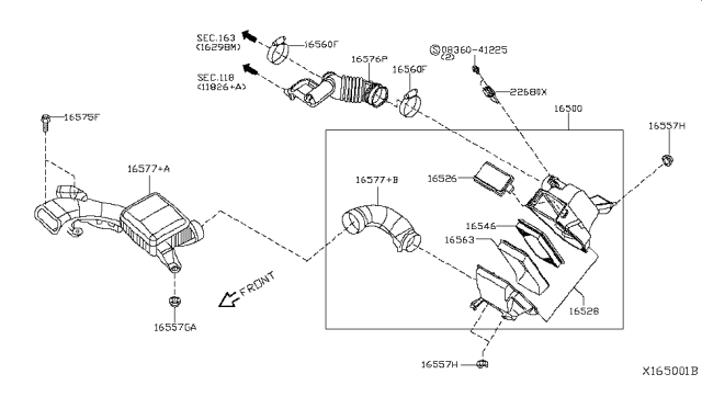 2015 Nissan NV Air Duct Diagram for 16554-3LM0A
