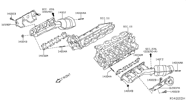 2017 Nissan NV Gasket-Exhaust Manifold,A Diagram for 14036-7S001