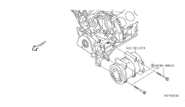 2012 Nissan NV Compressor Mounting & Fitting Diagram