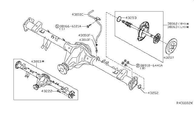 2018 Nissan NV Rear Axle Assembly,W/O Brake Diagram for 43003-1PA0C