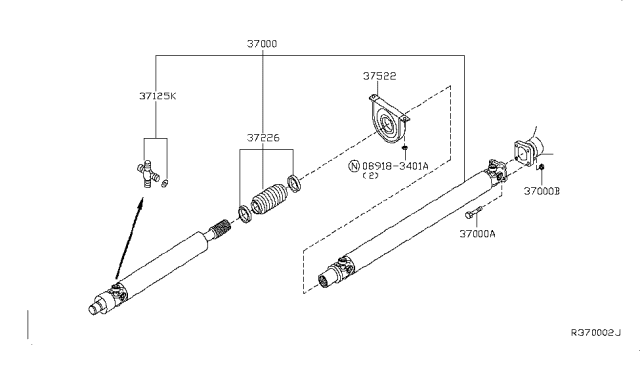 2019 Nissan NV Insulator-Center Bearing Diagram for 37522-1PD0A