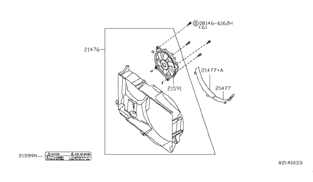 2018 Nissan NV Shroud-Radiator,Lower Diagram for 21478-9JL0A