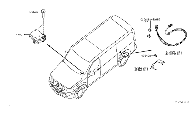 2013 Nissan NV Sensor Assembly G Diagram for 47931-1MA0A
