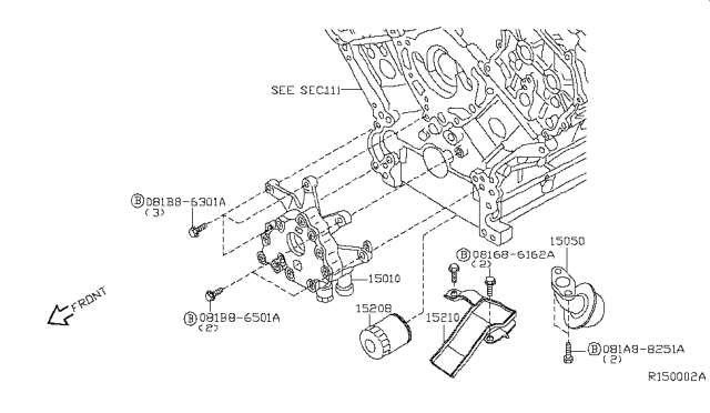 2015 Nissan NV Engine Oil Filter Diagram for 15208-31U0A