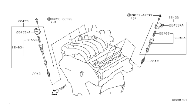 2018 Nissan NV Ignition Coil Assembly Diagram for 22448-ZE00C