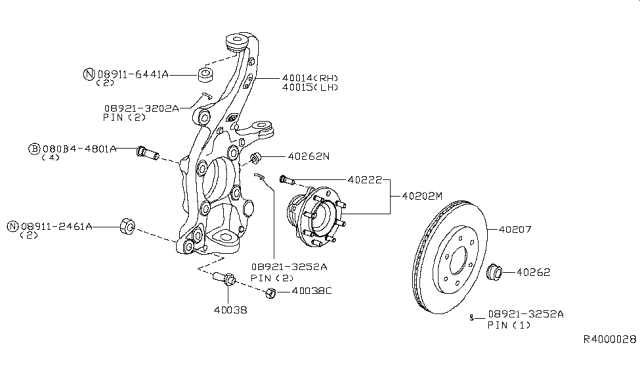 2019 Nissan NV Hub Assembly Road Wheel Diagram for 40202-1PA0A