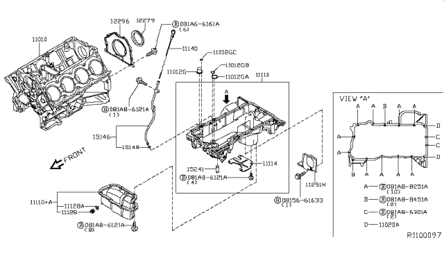 2018 Nissan NV Cylinder Block Diagram for 11000-ZV00B