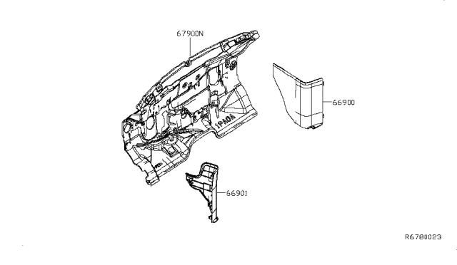 2017 Nissan NV Insulator-Dash Lower Diagram for 67900-1PA0A