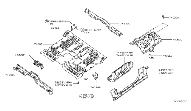 2016 Nissan NV Floor Assy-Front Diagram for 74312-1PB0A