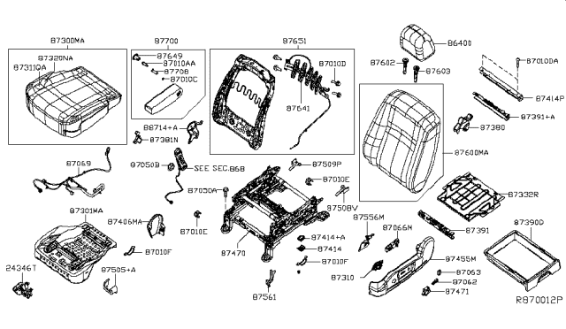 2018 Nissan NV Cover-RECLINING Device,Inner Diagram for 87456-1PA0A