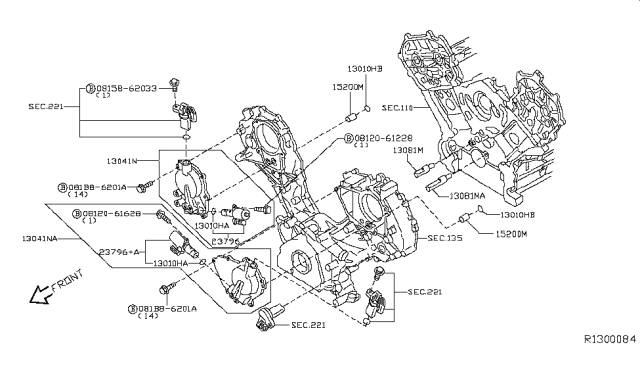 2018 Nissan NV Cover Assembly Valve Timing Control Diagram for 13041-EZ30B